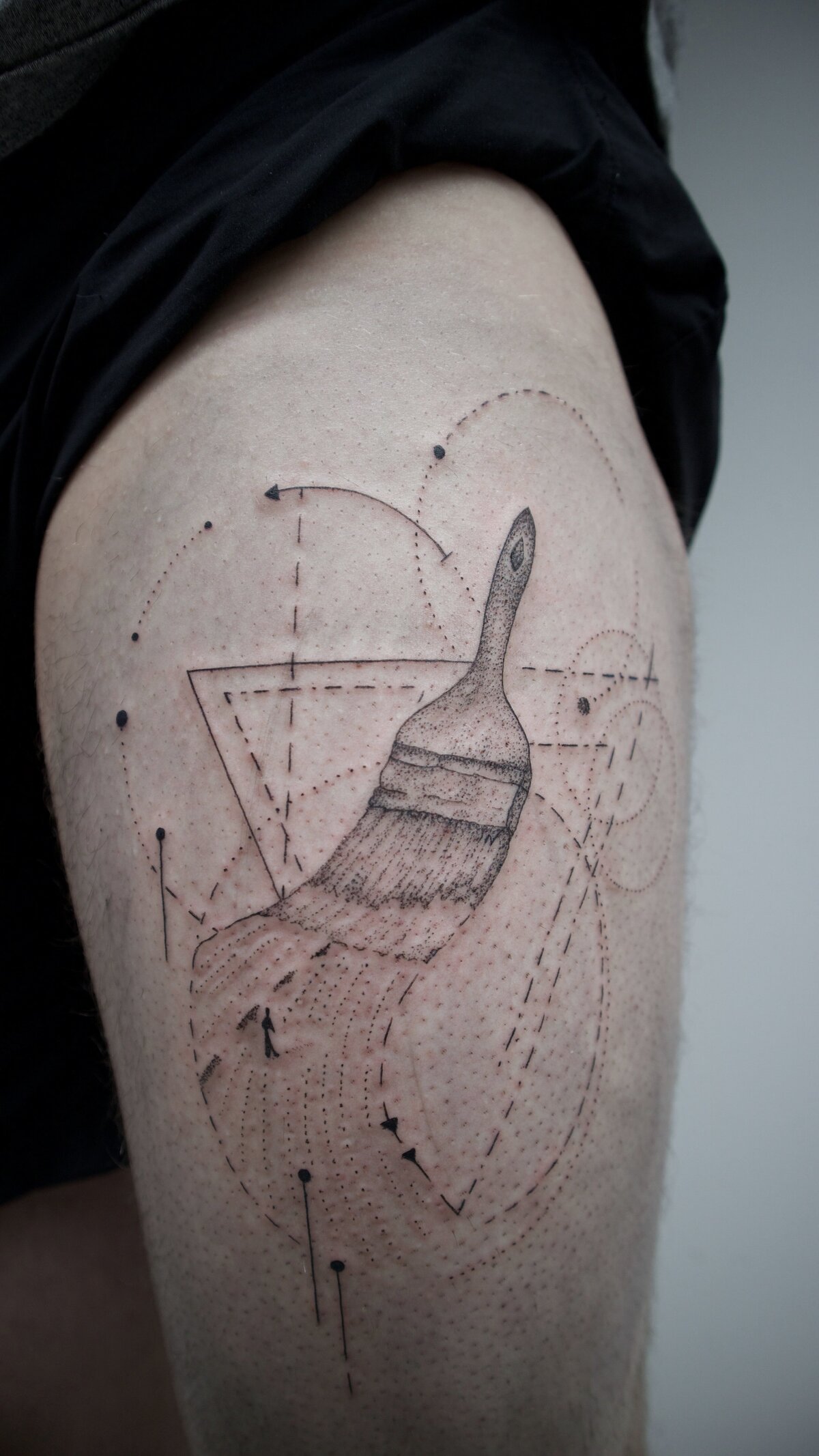 paint brush tattoo, geometric tattoo, abstract tattoo, concept tattoo