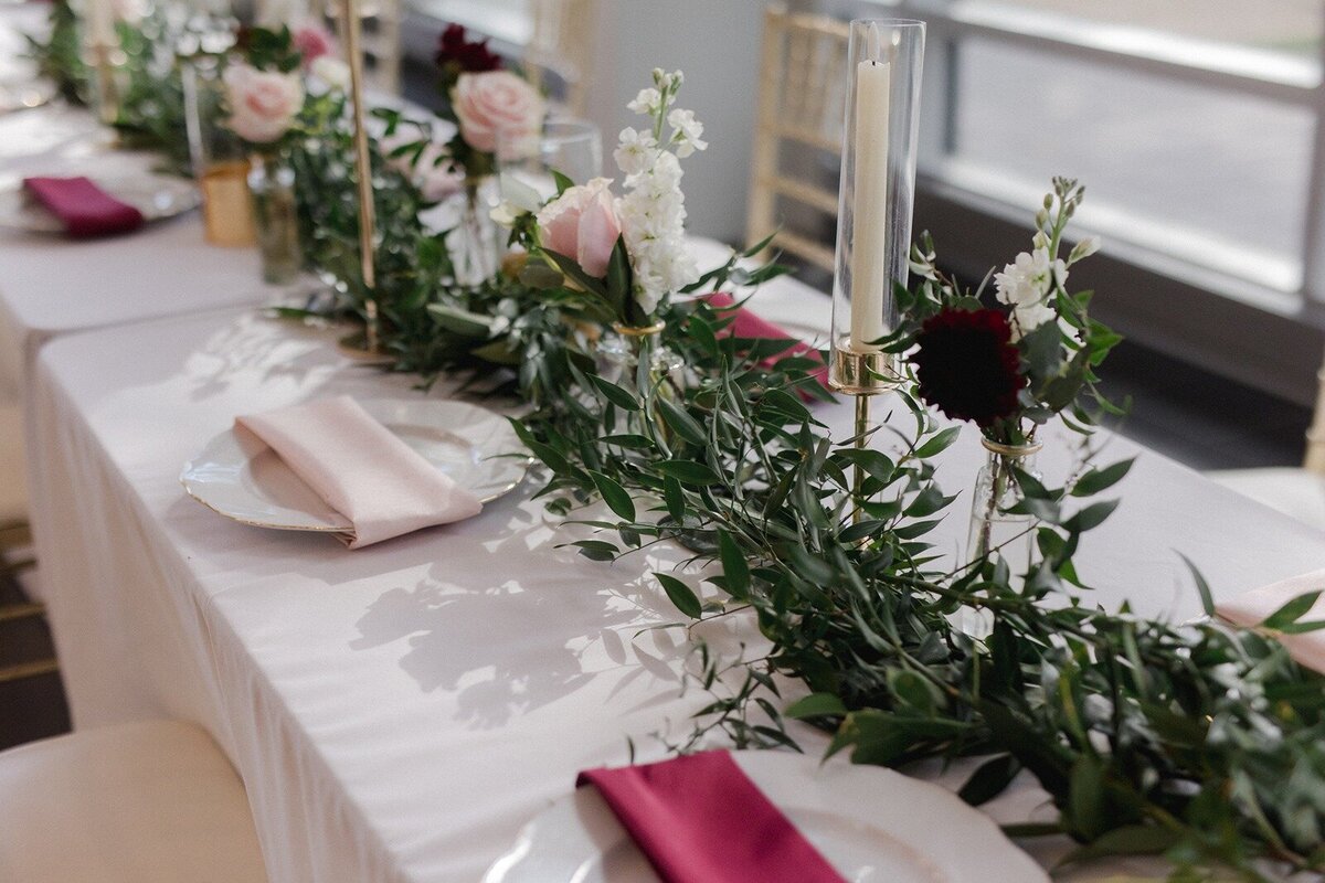 Floral center piece with candles