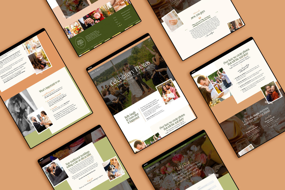 Fun Brand and Modern Showit Website for a Wedding Photographer - Create & Wander