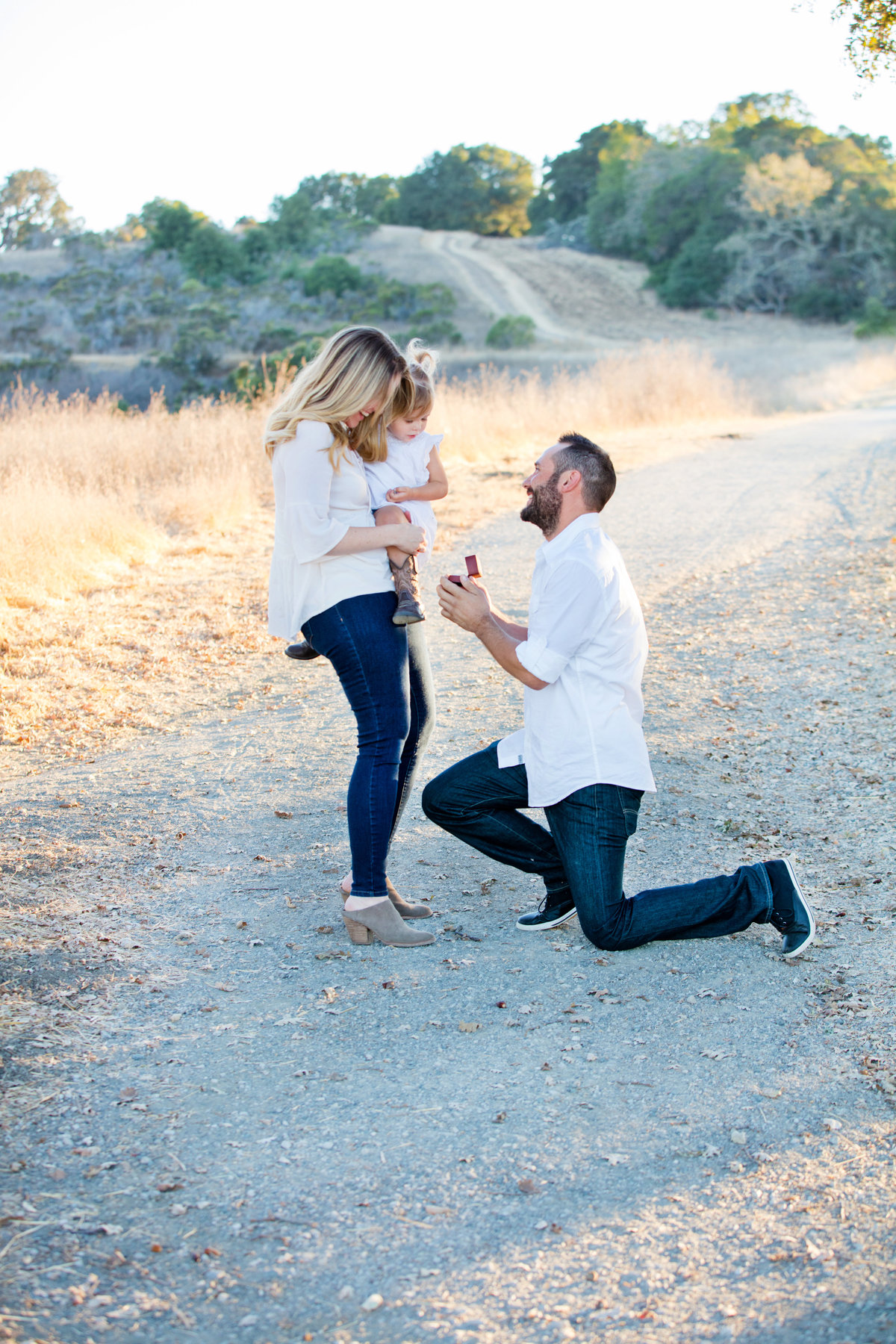 Arastradero Preserve Park Engagement Photos with their Cute Daughter