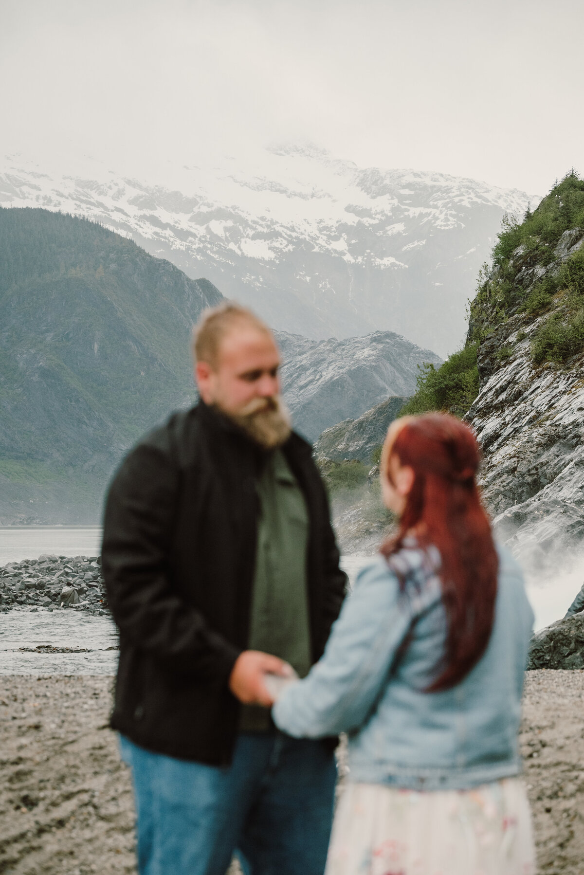 couple exchange the vows middle of mountains