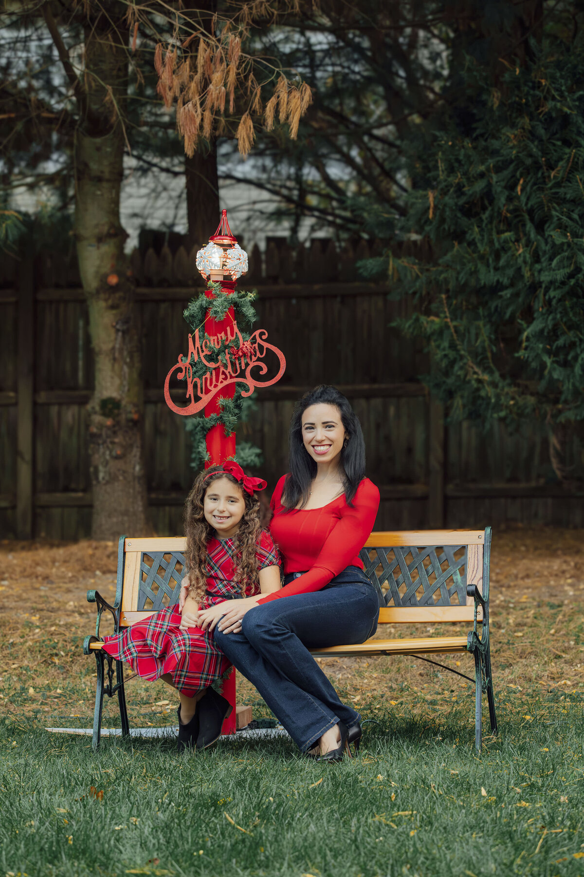 Christmas Portraits | Mother and daughter posing for family photos | New Jersey