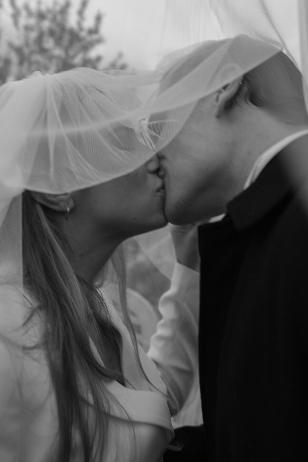 Black and white editorial couple portrait