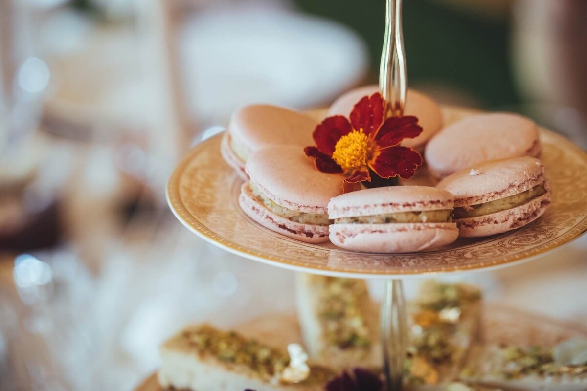 Pink macaroons for afternoon tea