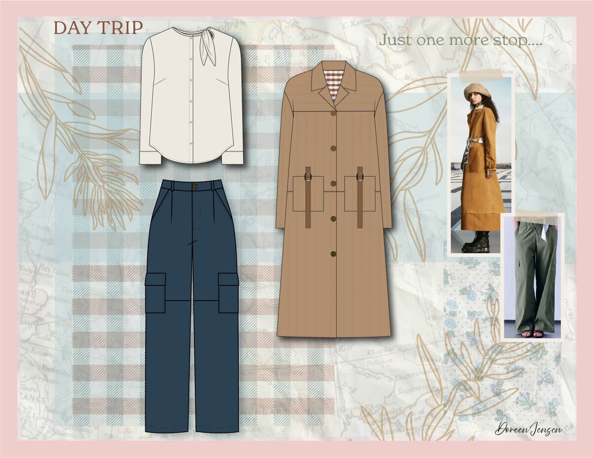 day-trip-blouse-cargo-pants-trench-coat
