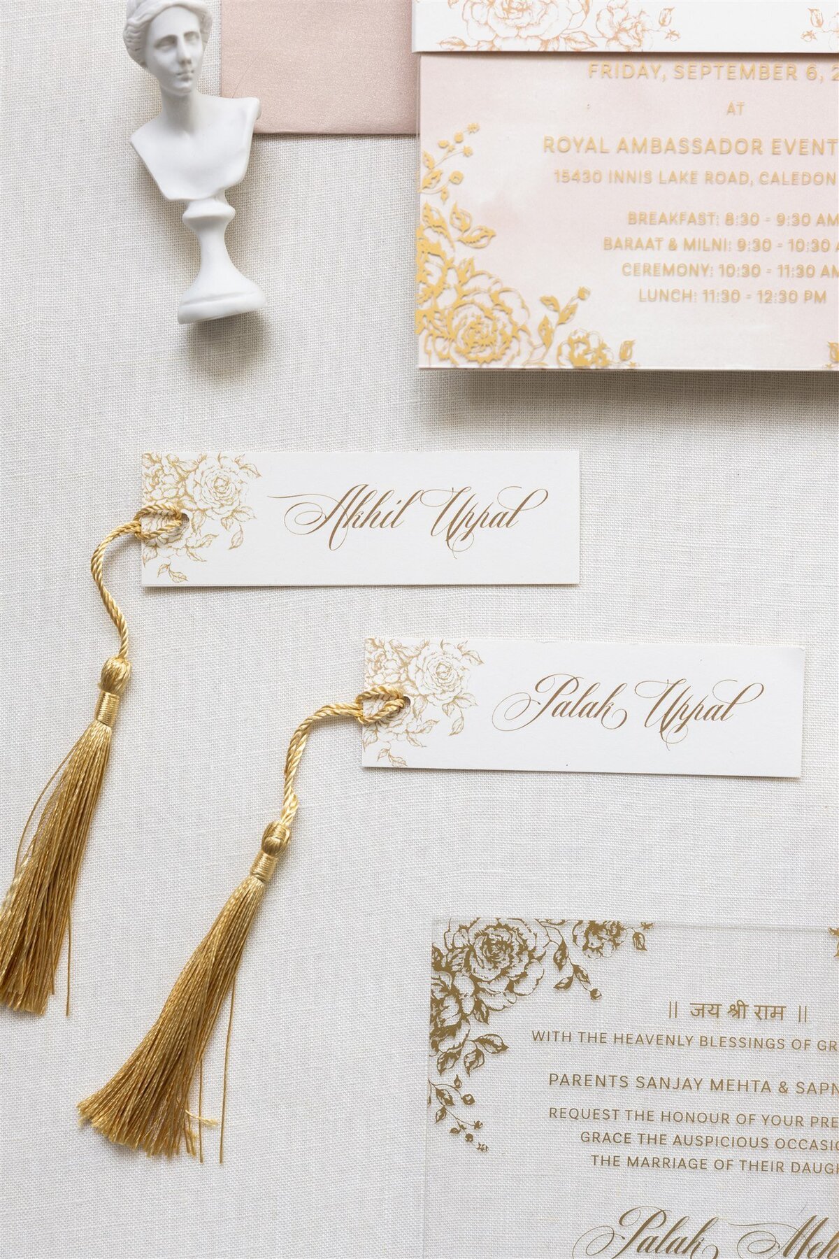 G Designers Gold Acrylic and Blush Wedding Invitation 5