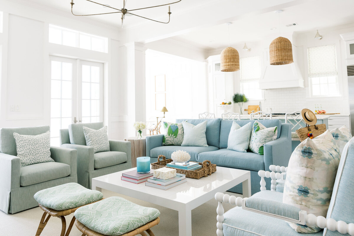 oyster creek studios galveston beach remodel blue and green living room