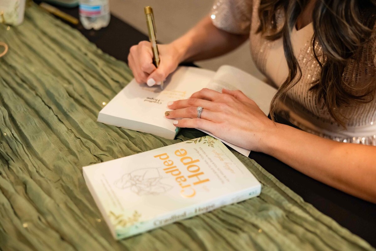 Ashley Opliger Cradled in Hope Book Launch Party, biblical book for grieving moms, miscarriage, stillbirth, infant loss, christian author (117)