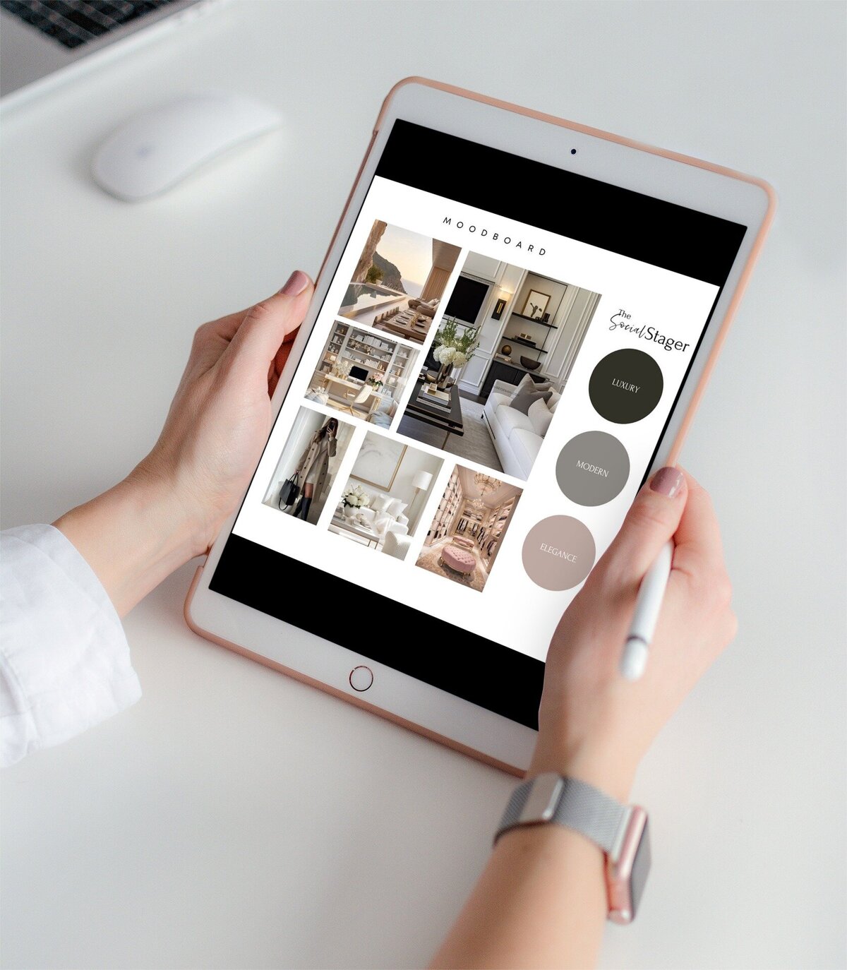 Luxe home staging brand moodboard
