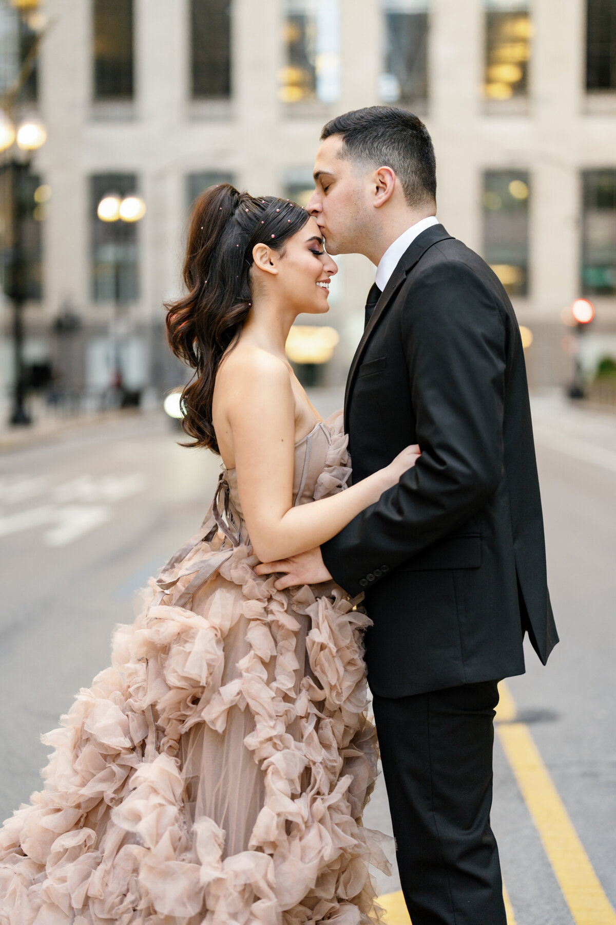 Aspen-Avenue-Chicago-Wedding-Photographer-Rookery-Engagement-Session-Histoircal-Stairs-Moody-Dramatic-Magazine-Unique-Gown-Stemming-From-Love-Emily-Rae-Bridal-Hair-FAV-67