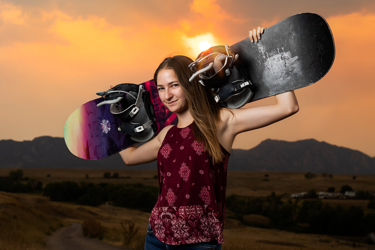 Thornton-Colorado-High-School-Senior-Photos-Photographer-Photography-Yvonne-Min-Sunset-OCF-Flash-Girls-Stargate-Snowboard-Legacy-Off-Camera-Purple-Park-Snow-Board-1085