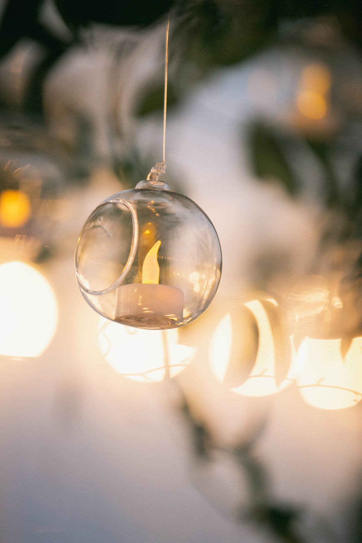 close up of hanging lights