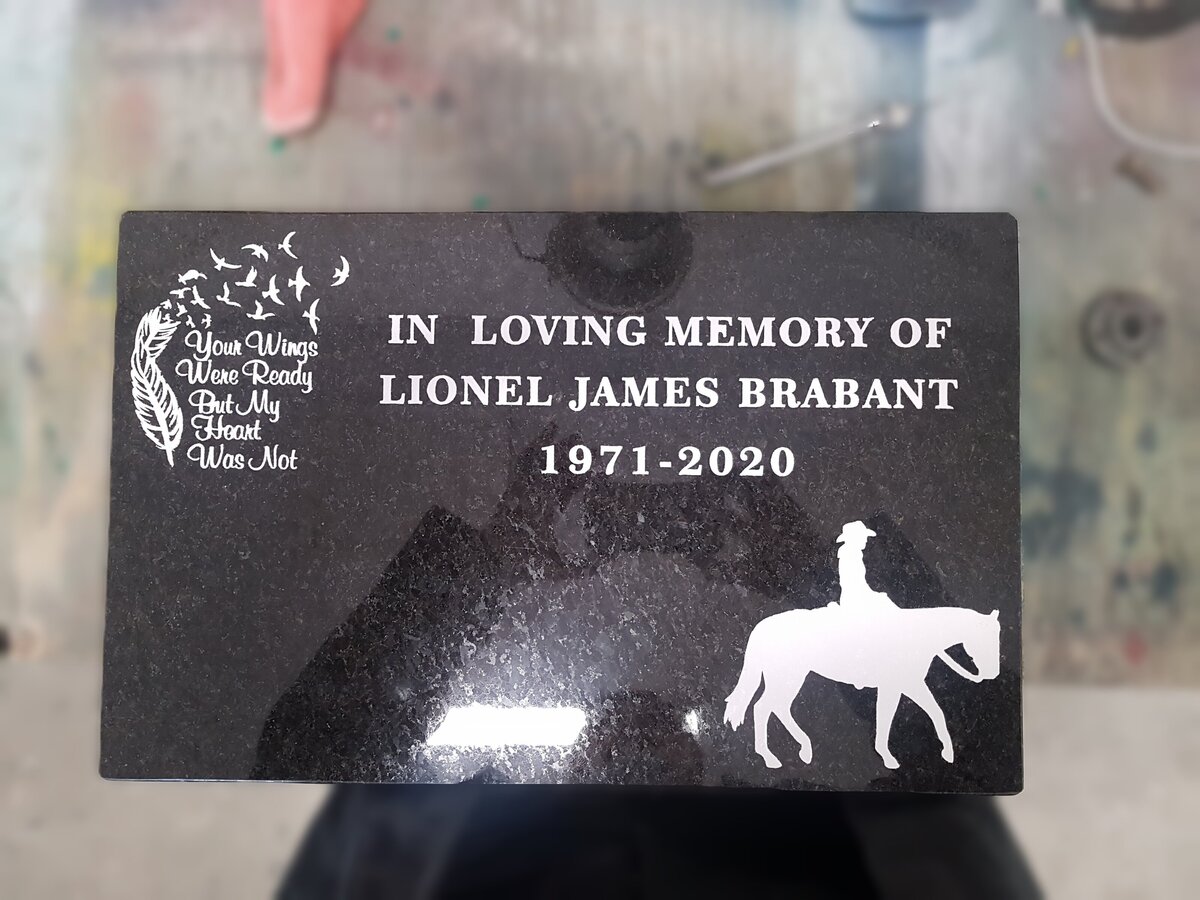 Brabant Saskatchewan Cowboy Headstone Design Horse Monument