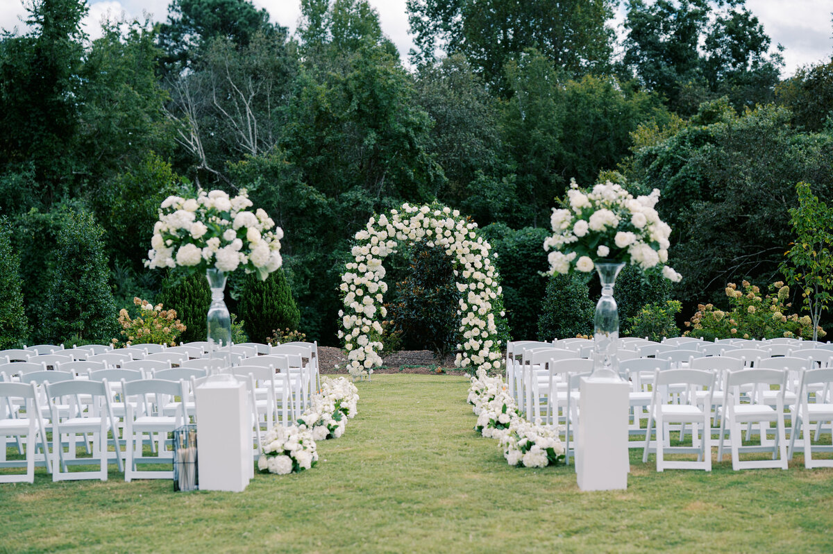 elegant ceremony set up on lawn