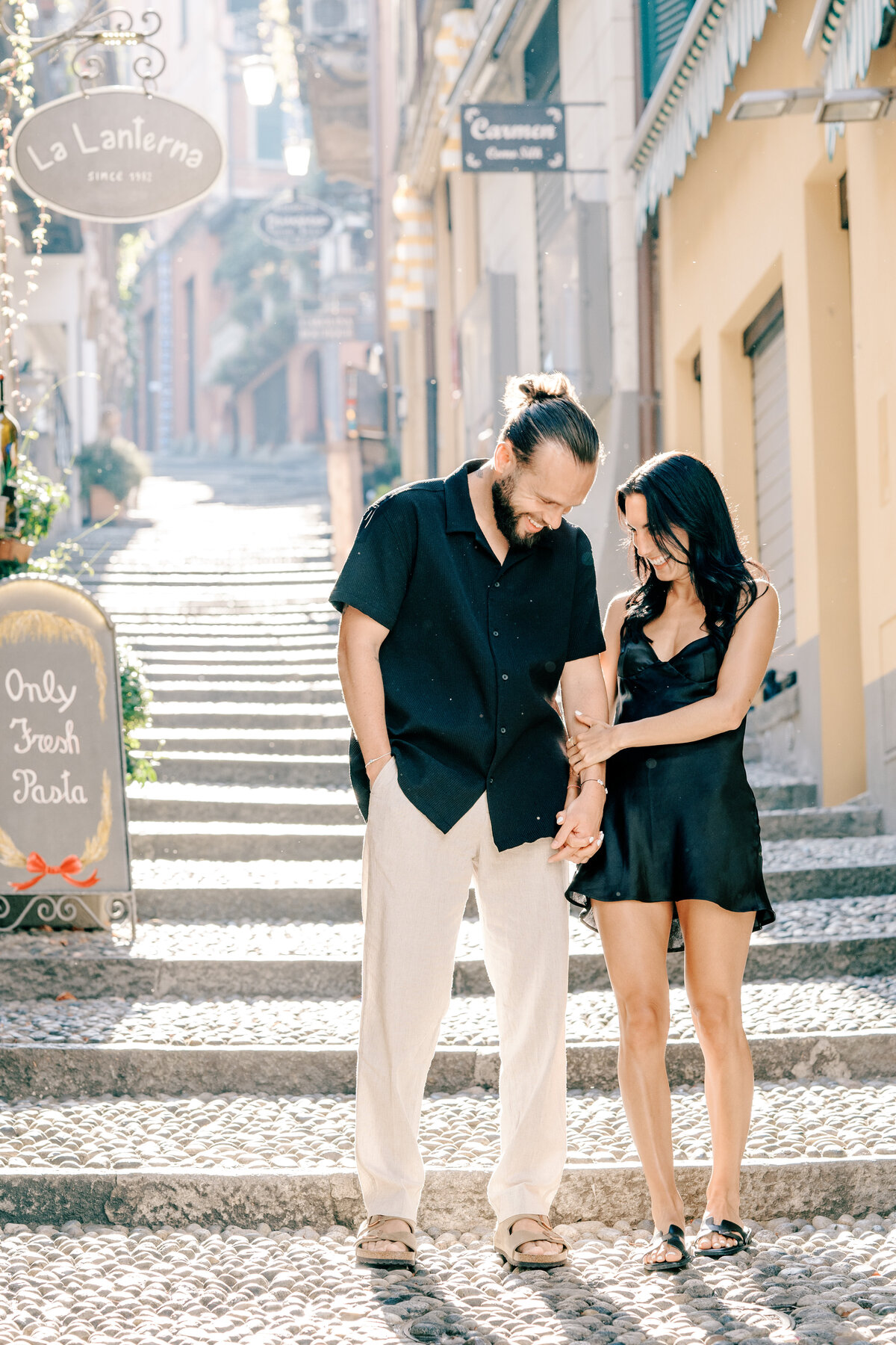 Proposal on Lake Como with the town of Bellagio in the background and the lake and mountains surrounding them