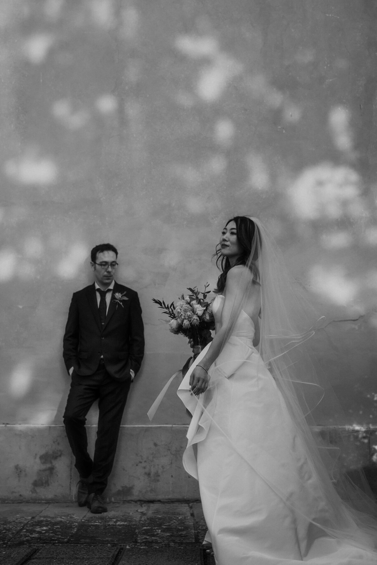 bride and groom modern portrait at villa mangiacane