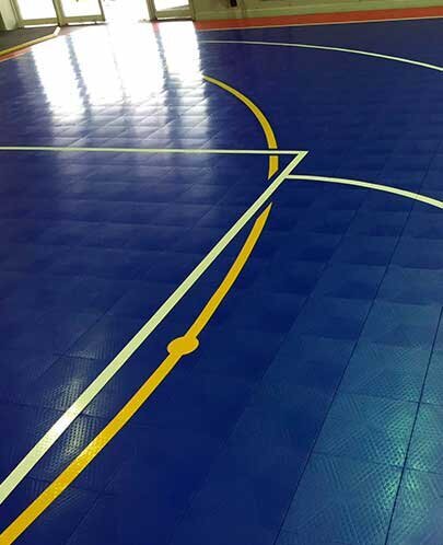 Indoor basketball court line marking