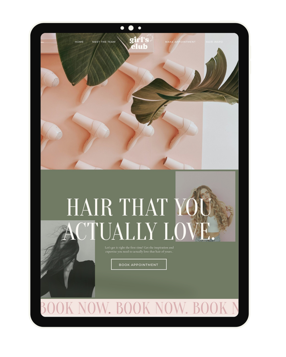 Website example of Girl's Club Hair Salon.
