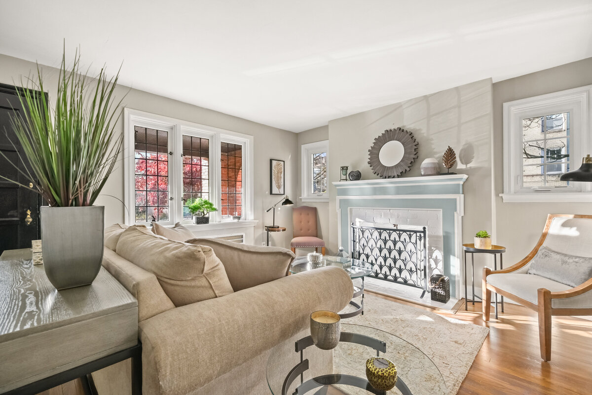 Professionally staged living room 
