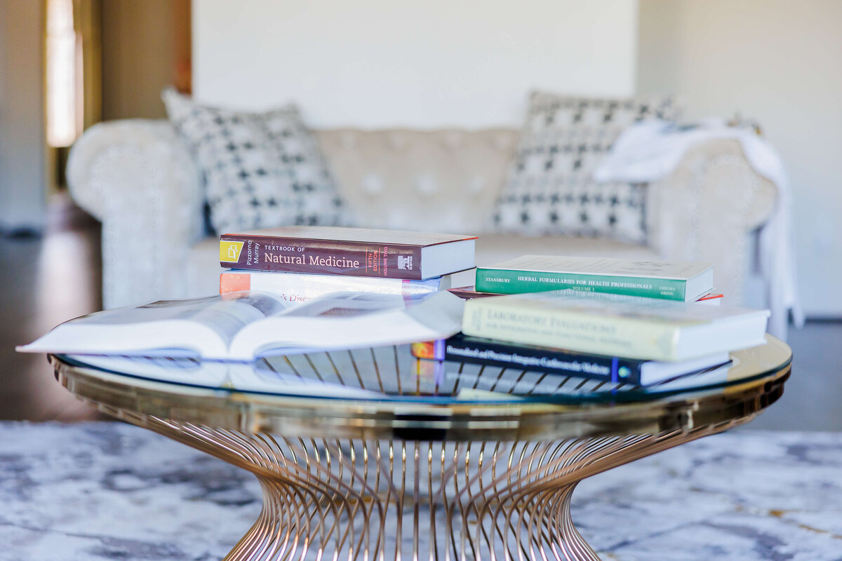 Table full of books