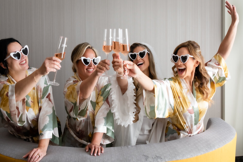 Bride Cheering with Champagne