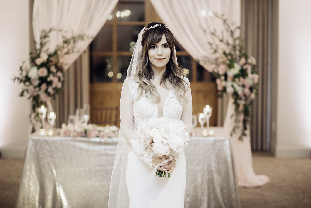 Wedding Photograph Of Bride Standing In the Reception Hall Los Angeles