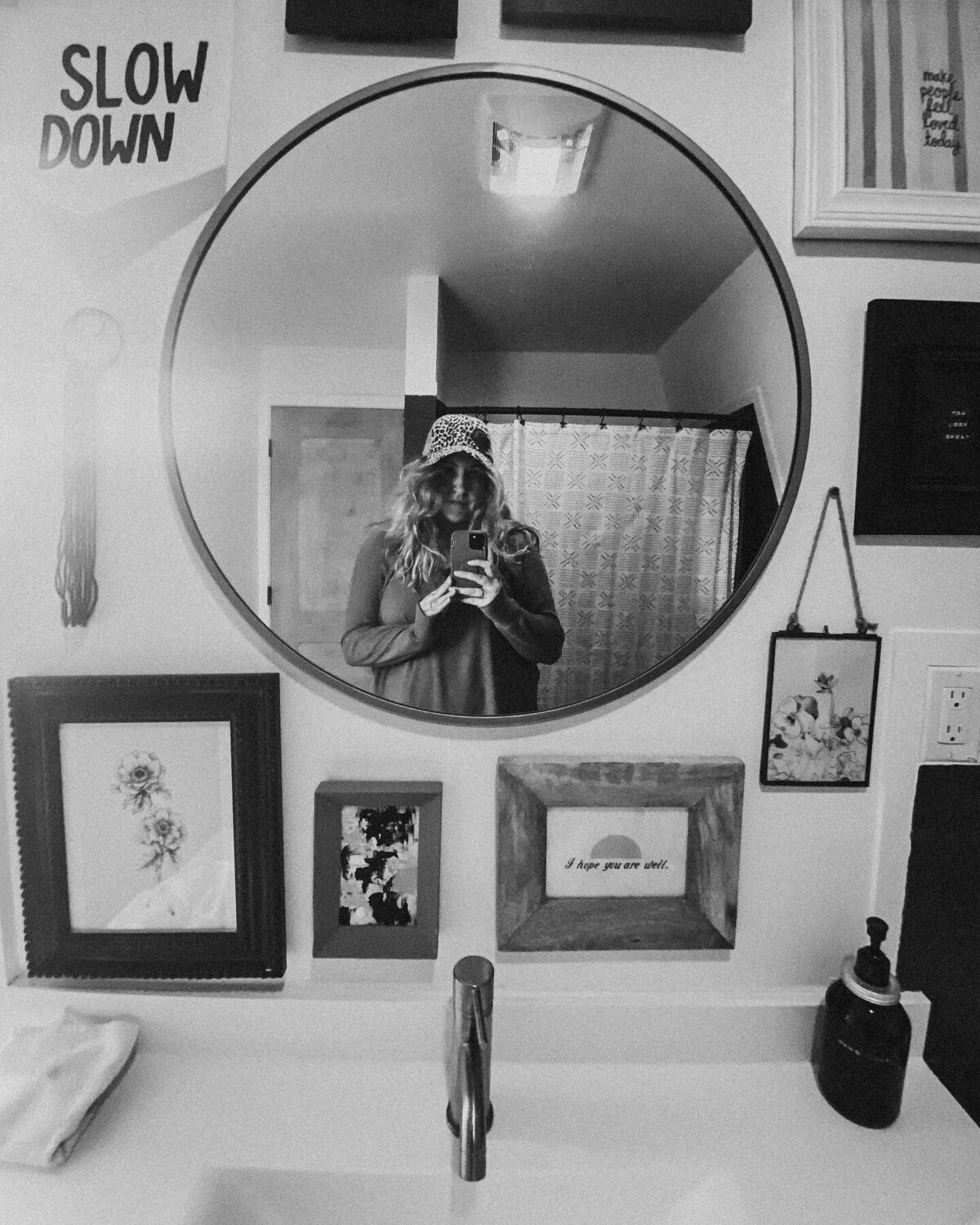 black and white mirror photo at Atlas Aframe
