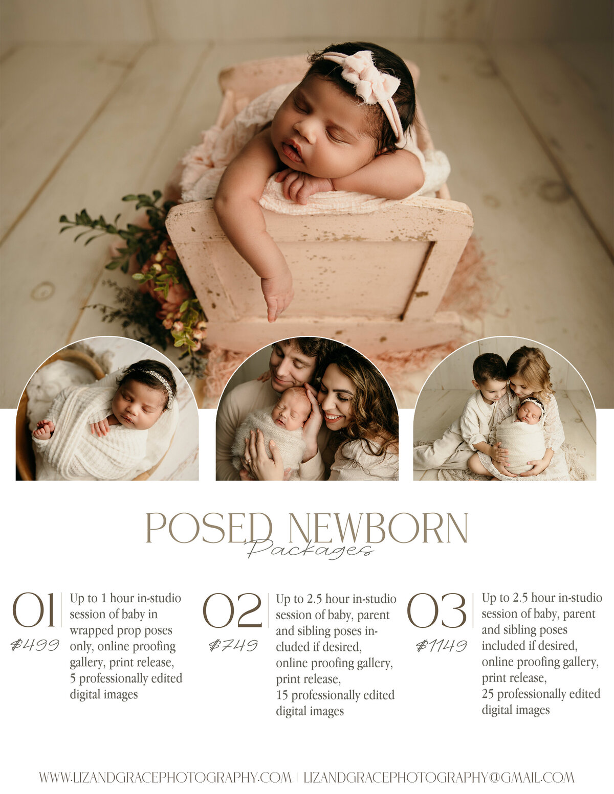 posed newborn pricing