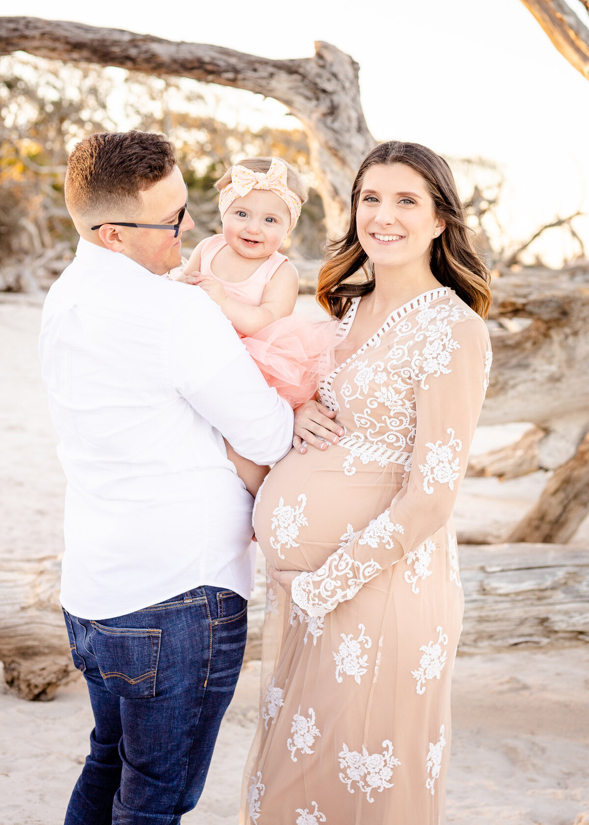 maternity session at driftwood beach in Florida