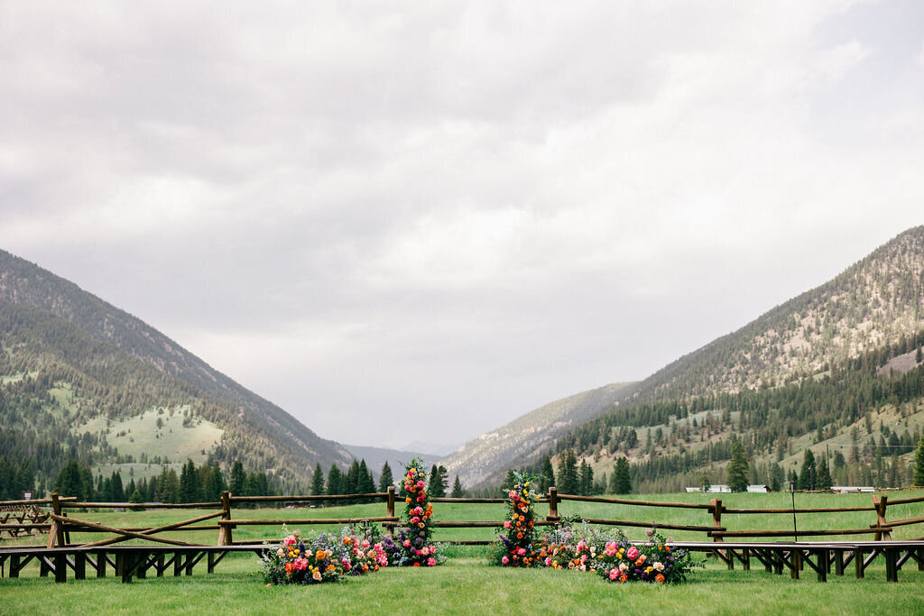 Ceremony views from 320 Guest Ranch in Big Sky Montana