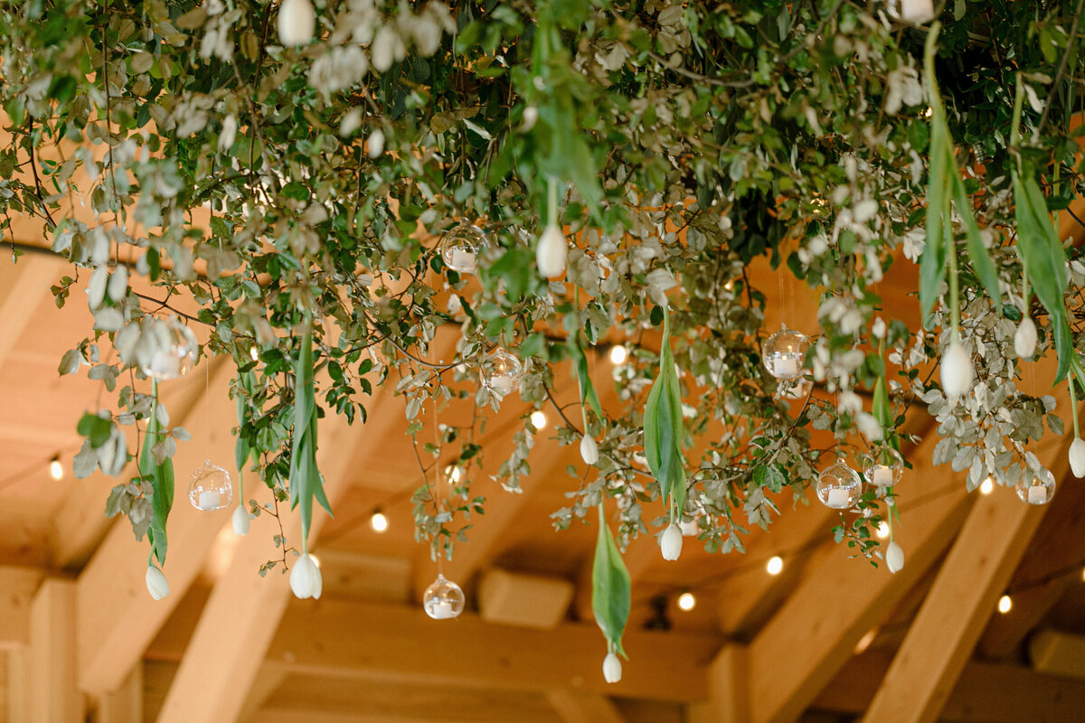 Lake House on Canandaigua Wedding Flower Chandelier Flower Installation_Verve Event Co (6)