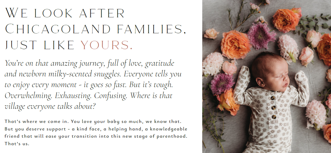 website copy for doula