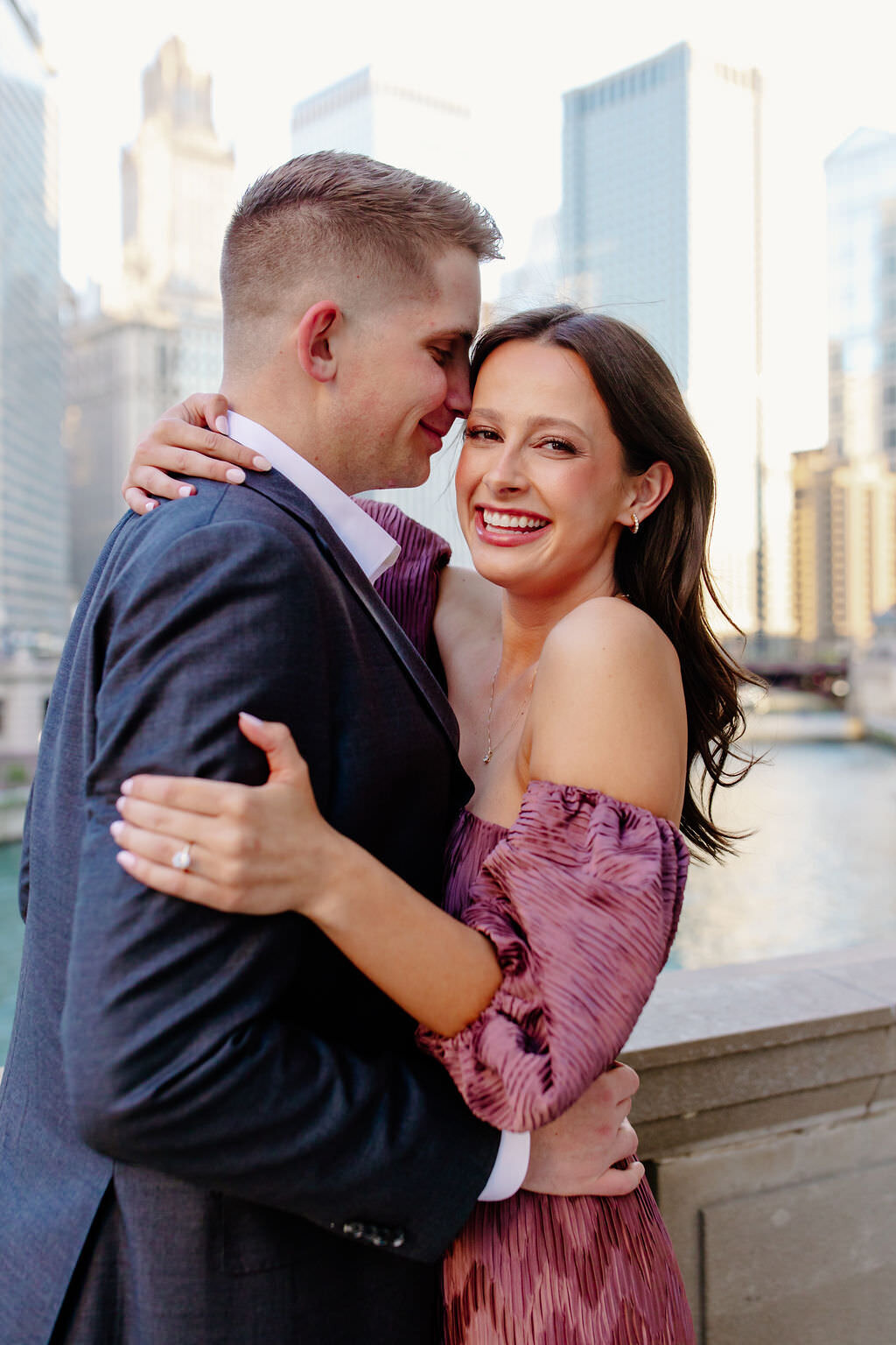 An engagement photography session at The Wrigley Building and North Ave Beach in Chicago, Illinois - 10