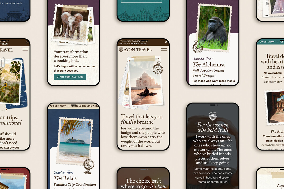 Bougie yet refined Showit website design style for a luxury lifestyle curator