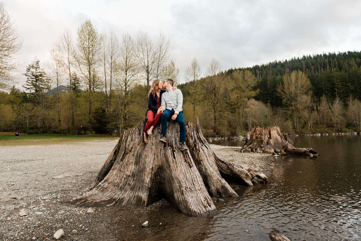 Engaged couple in Washington State.