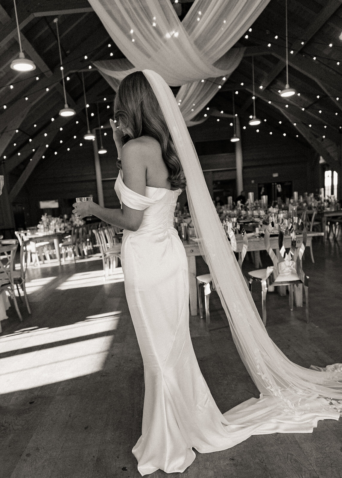 A bride in the reception room of The Lake House on Canandaigua