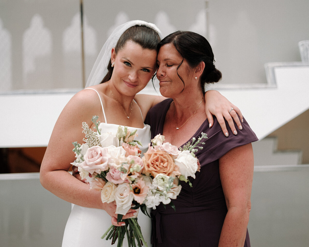 tender moment with mother and daughter who just got married