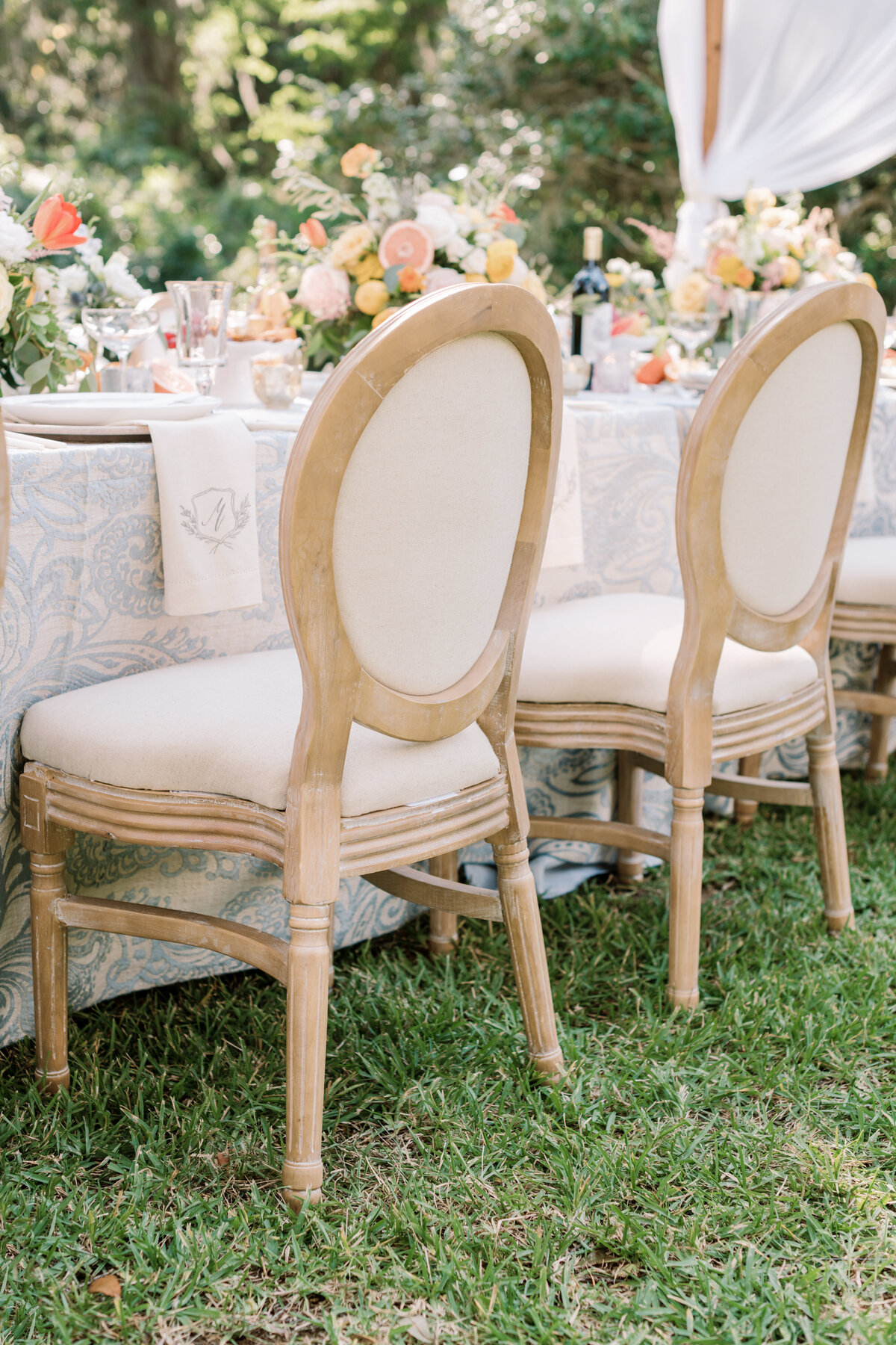 french style outdoor reception in Savannah on the marsh
