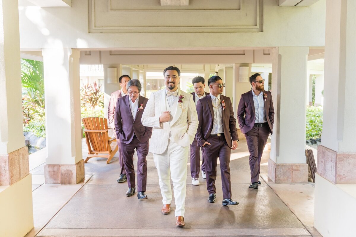 Big Island Wedding Photo of grooms in wedding party