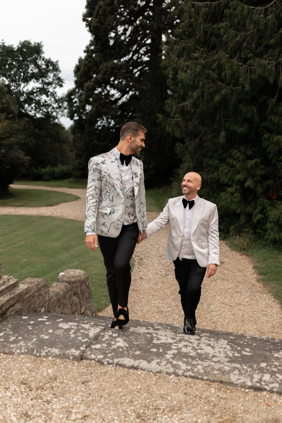 Editorial couple portraits at luxury same sex wedding at Orchardleigh Estate