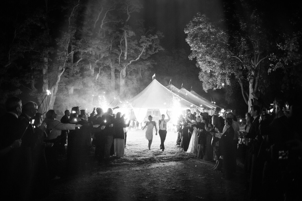 A sparkler exit at a destination wedding in Vermont