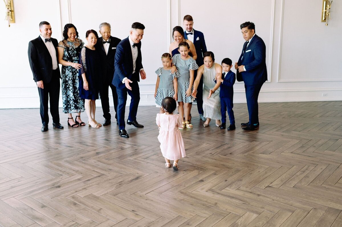 Candid Moment During Family Photos on Wedding Day at Arlington Estate Vaughan Elopement Jacqueline James Photography