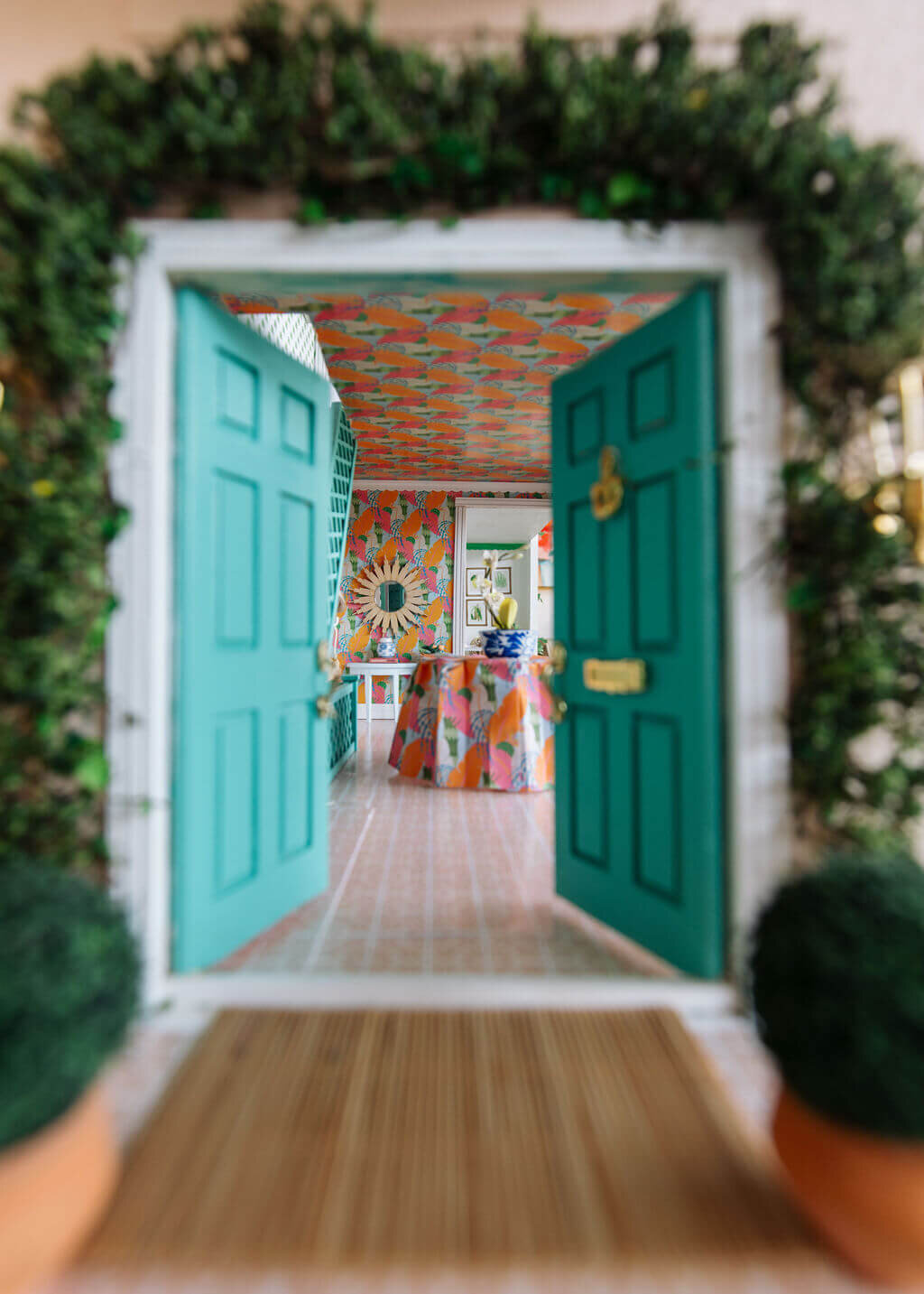oyster creek studios petite palm beach dollhouse teal door enteryway