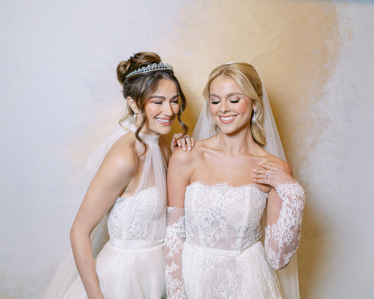 Brides in wedding portrait studio wedding photobooth