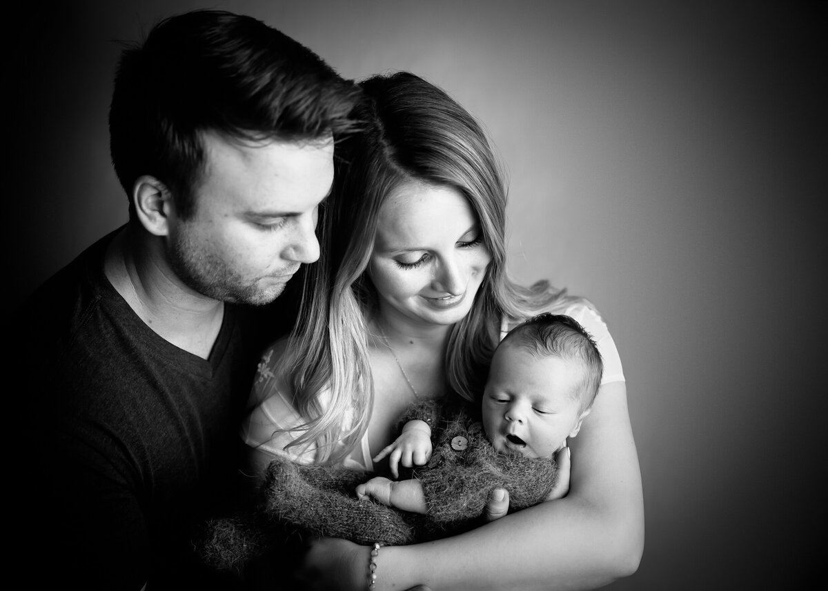 Lehigh Valley Newborn Photographer black and white family of 3