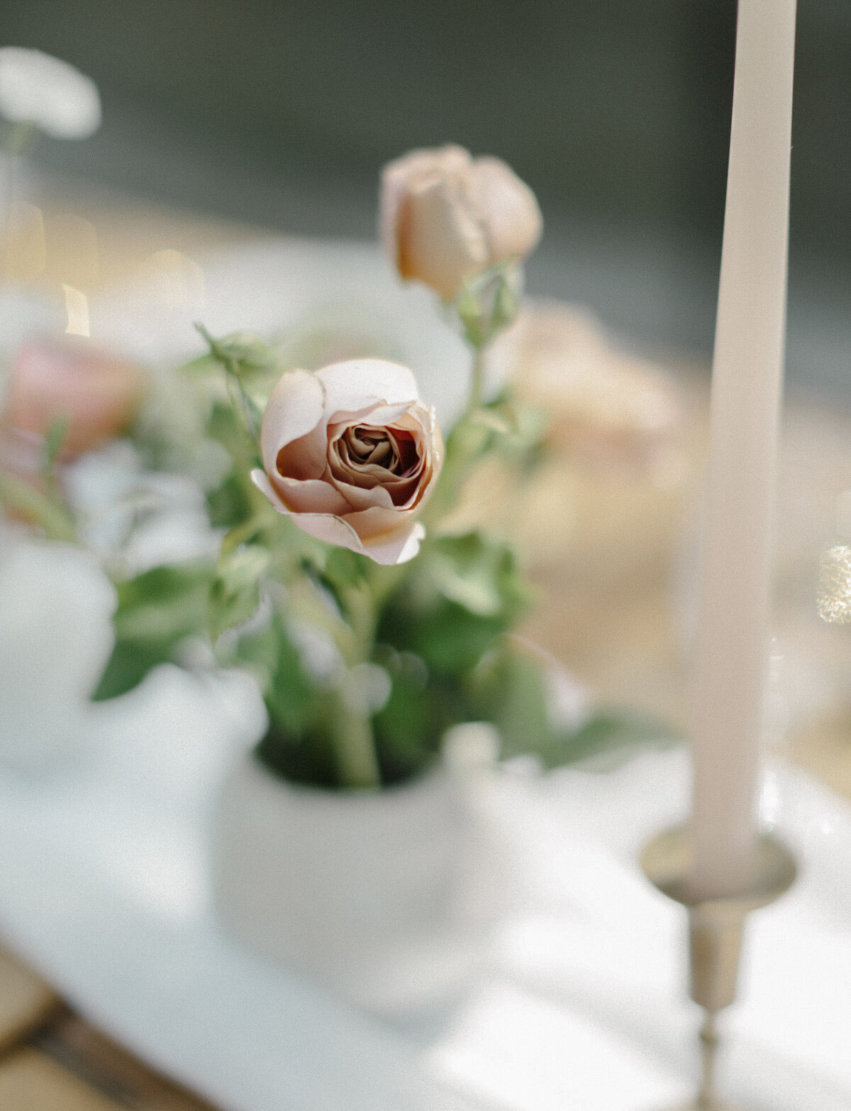 wedding flowers at Glass House community wedding reception, Michigan