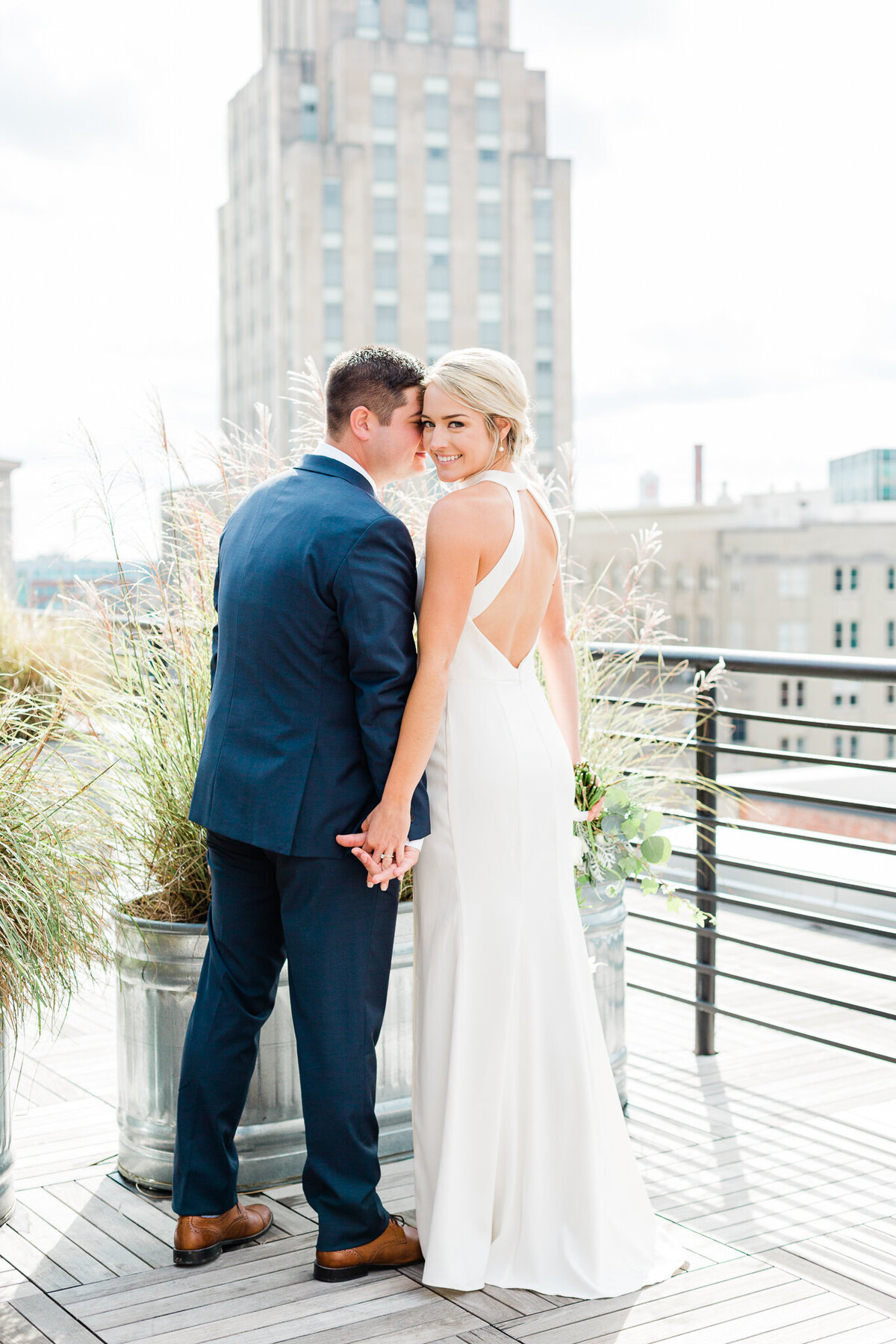 Bride and Groom Portrait on The Durham Hotel Rooftop