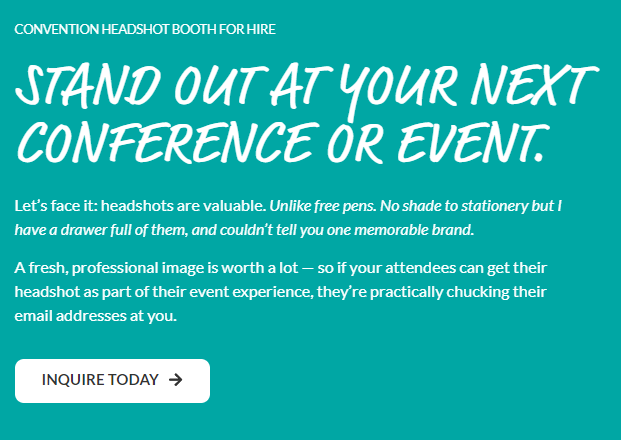 Headshot photographer website copy