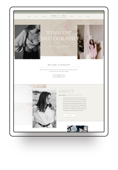 mockup of example creative web design and branding for entrepreneurs and wedding photographers