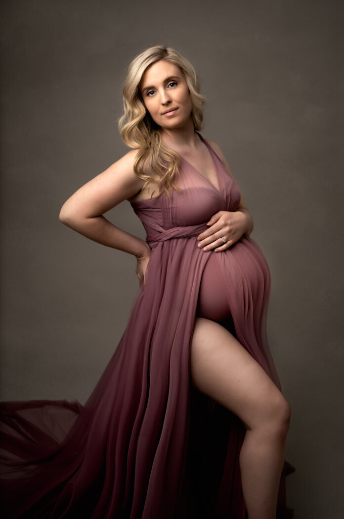 Brighton Studio Maternity Photography Mauve Sheer Dress by For The Love Of Photography